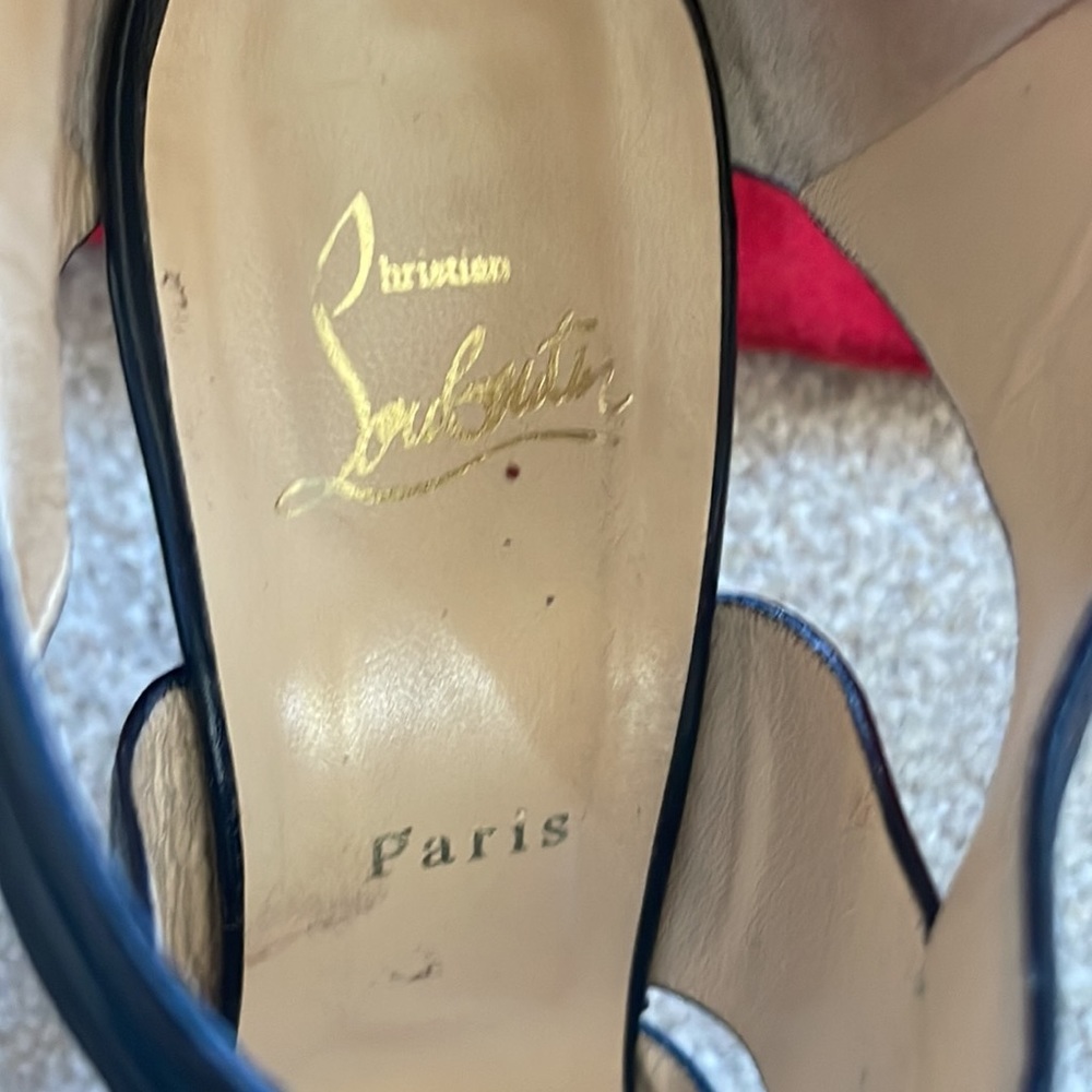 CHRISTIAN LOUBOUTIN Bandra 140 Napa Black Leather Peep Toe Pump Sz 40 - Picture 7 of 16